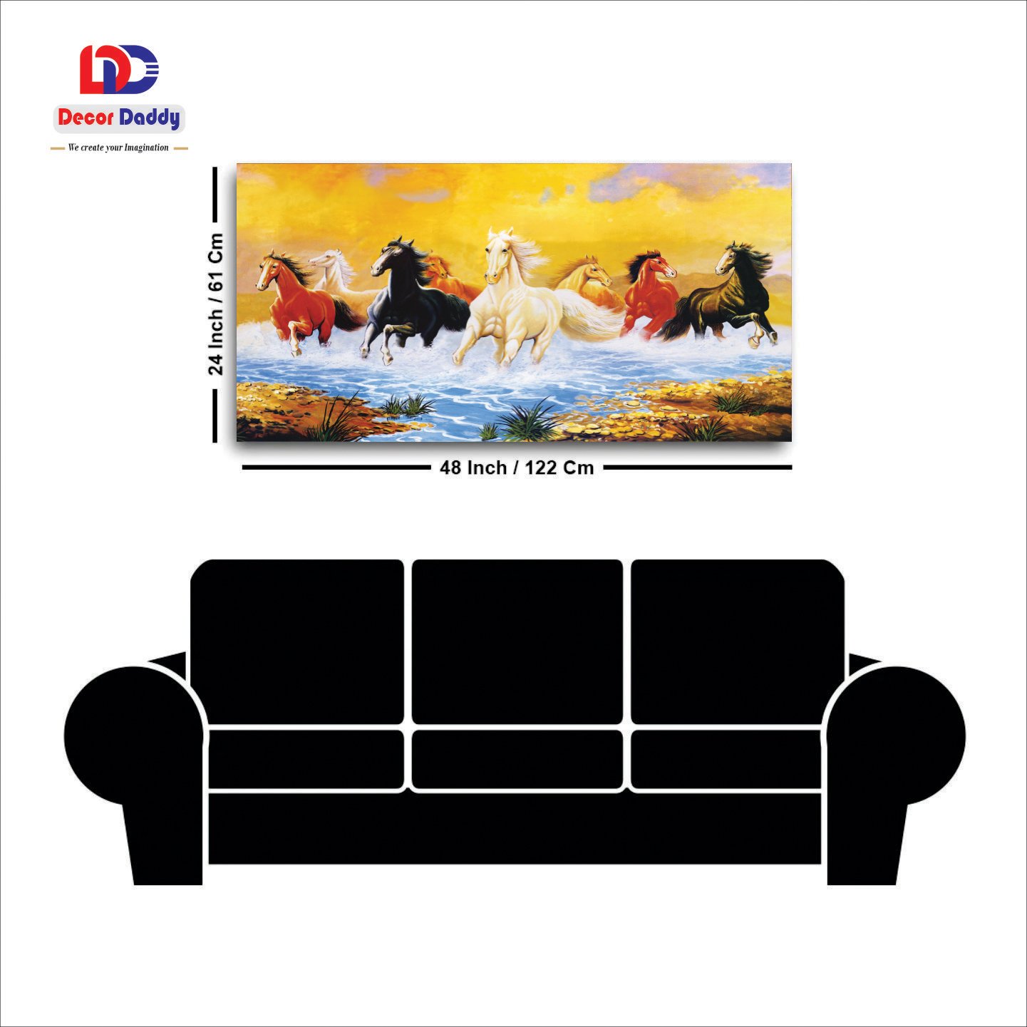 Classic Eight Running Horse Premium Canvas Wall Painting decorative masterpiece for home decor